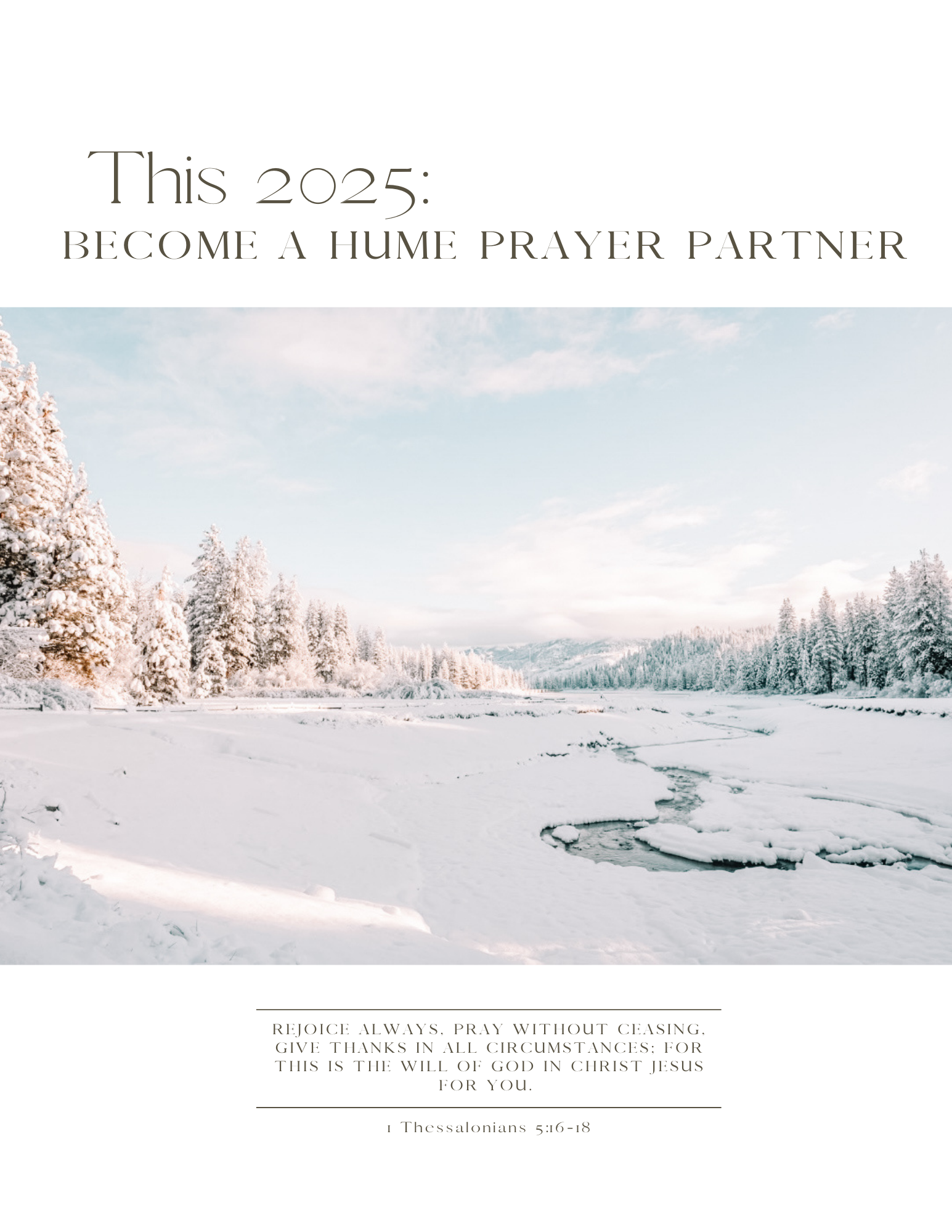 Become a Hume Prayer Partner in 2025