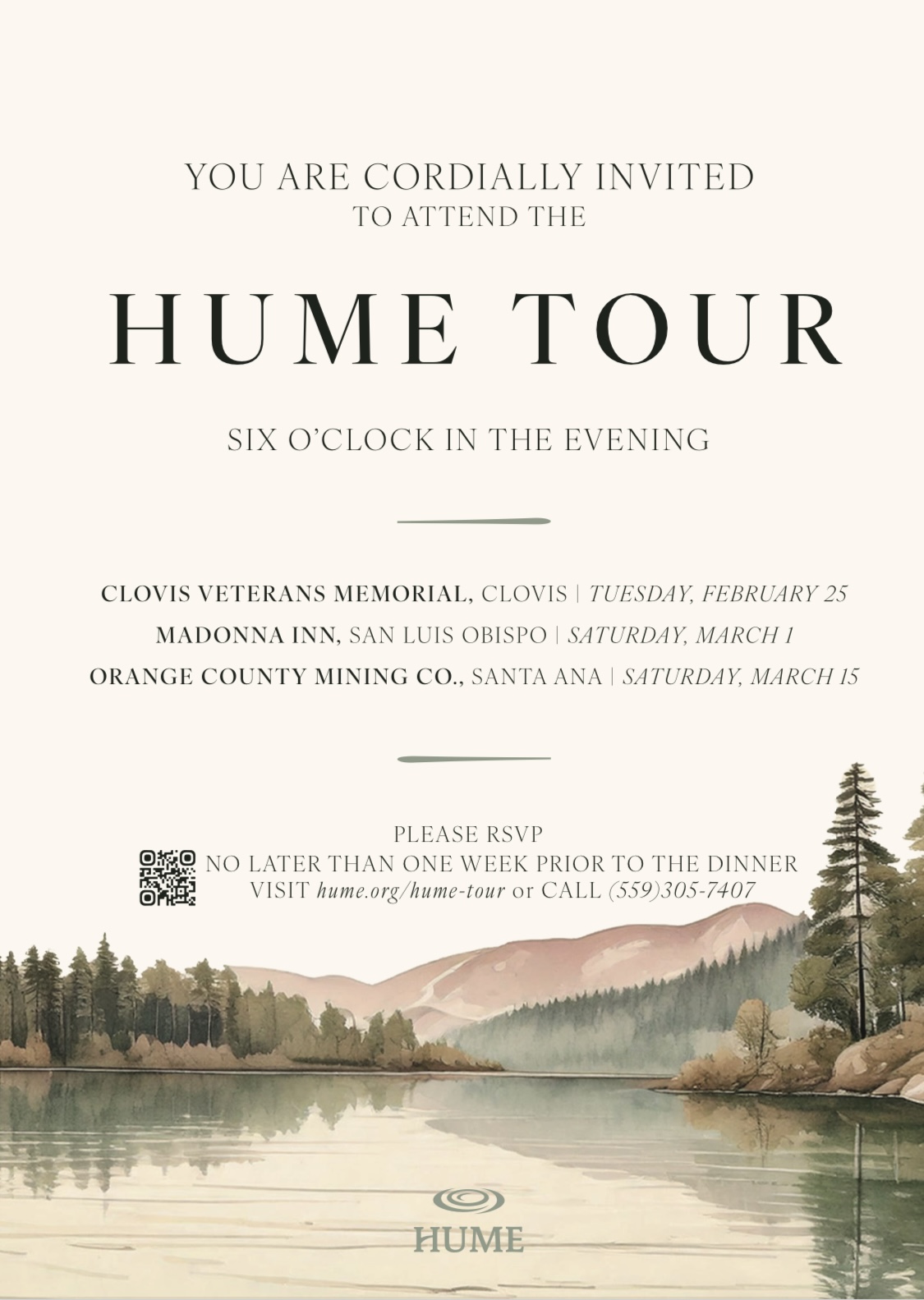 You’re Invited: Join Us for the 2025 Hume Tour Dinners